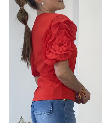 camiseta rosetón rojo