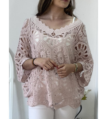 Jersey crochet rosa